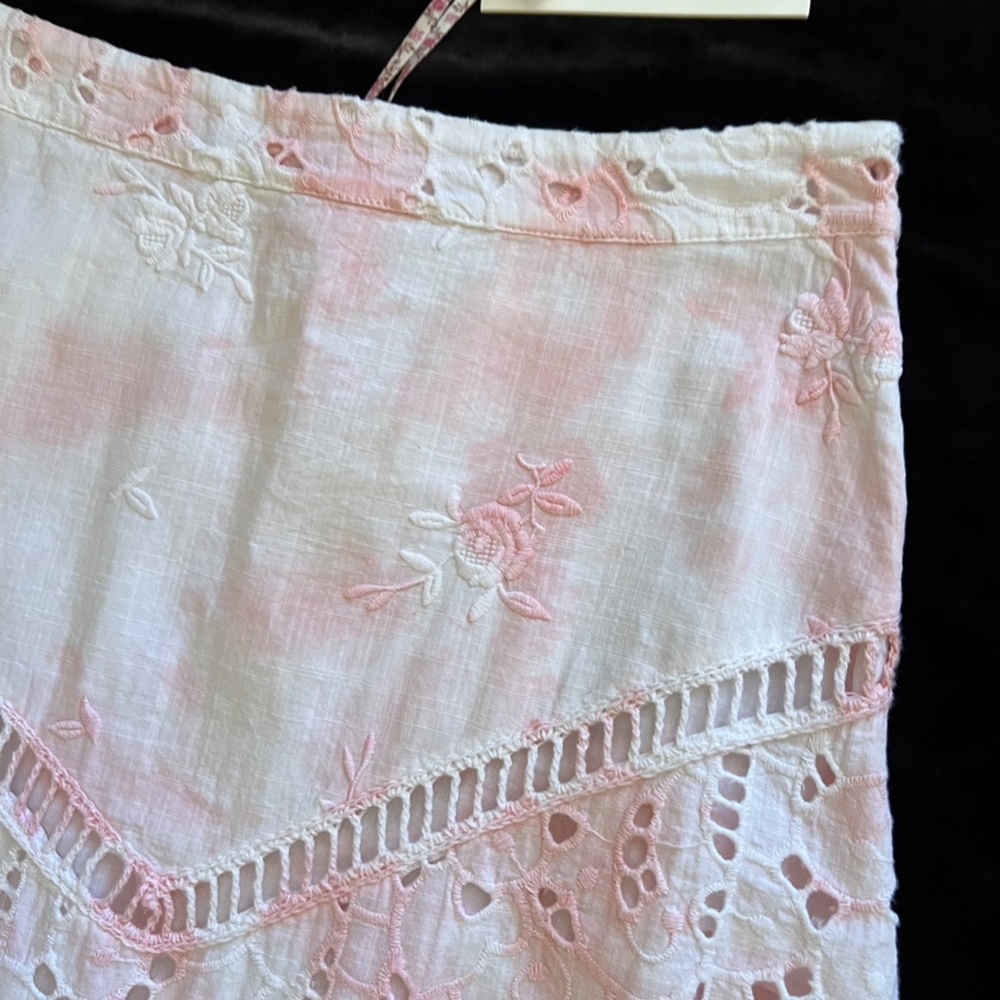 LoveShackFancy Garcelle tie-dyed crochet and broderie midi/maxi skirt size 2 - Picture 11 of 16